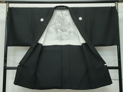 平和屋本店●極上　男性　黒紋付・長羽織・馬乗り袴セット　キングサイズ　逸品　CZAA5054s6