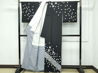 平和屋着物●極上　訪問着　作家物　舞花文　蝋色地　反端付き　逸品　CZAA5056s6