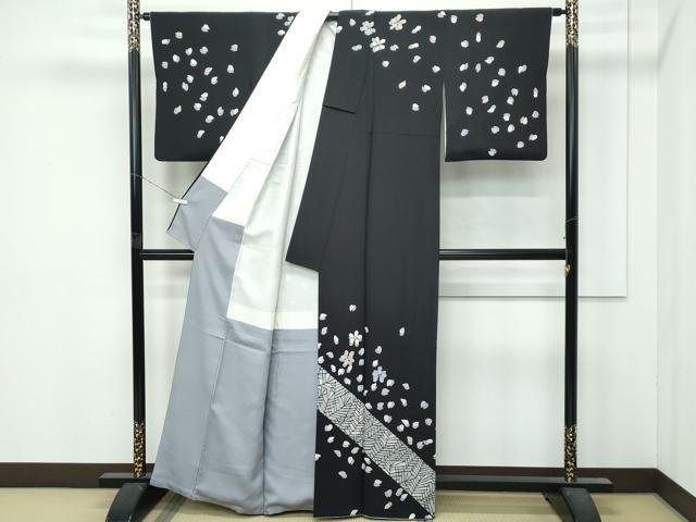 平和屋着物●極上　訪問着　作家物　舞花文　蝋色地　反端付き　逸品　CZAA5056s6