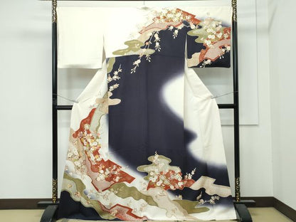 平和屋着物●極上　訪問着　駒刺繍　道長七宝枝花文　暈し染め　金彩　逸品　CZAA5062s6