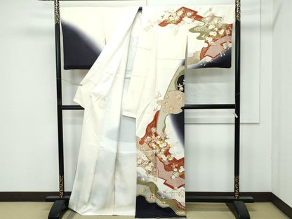 平和屋着物●極上　訪問着　駒刺繍　道長七宝枝花文　暈し染め　金彩　逸品　CZAA5062s6