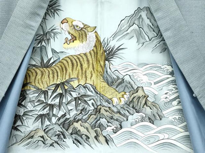 平和屋着物●極上　男性　紬　アンサンブル　キングサイズ　120亀甲　山鳩色地　三越扱い　逸品　CZAA5066s6