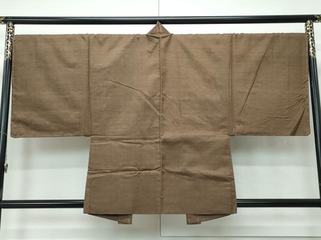 平和屋着物●極上　男性　紬　アンサンブル　色無地　涅色　逸品　未使用　CZAA5067s6