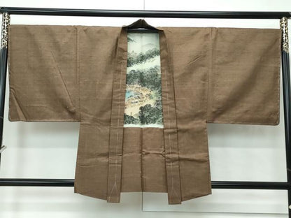 平和屋着物●極上　男性　紬　アンサンブル　色無地　涅色　逸品　未使用　CZAA5067s6