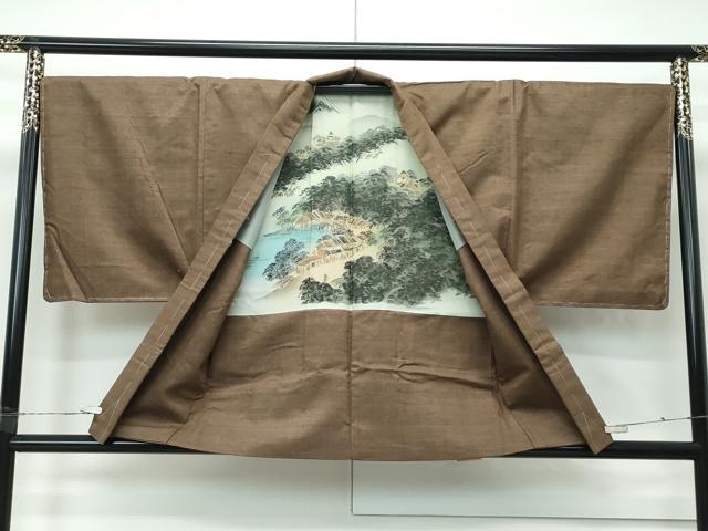 平和屋着物●極上　男性　紬　アンサンブル　色無地　涅色　逸品　未使用　CZAA5067s6