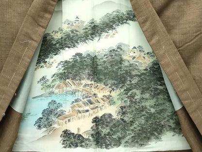 平和屋着物●極上　男性　紬　アンサンブル　色無地　涅色　逸品　未使用　CZAA5067s6