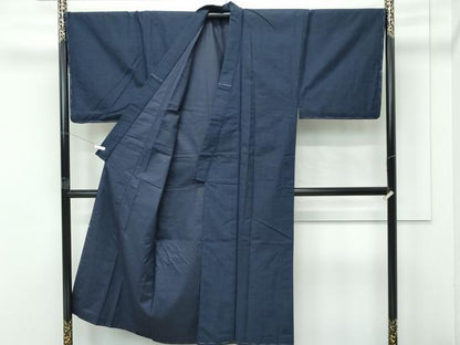 平和屋着物●極上　男性　紬　アンサンブル　色無地　藍鉄色　逸品　未使用　CZAA5068s6