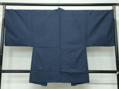 平和屋着物●極上　男性　紬　アンサンブル　色無地　藍鉄色　逸品　未使用　CZAA5068s6
