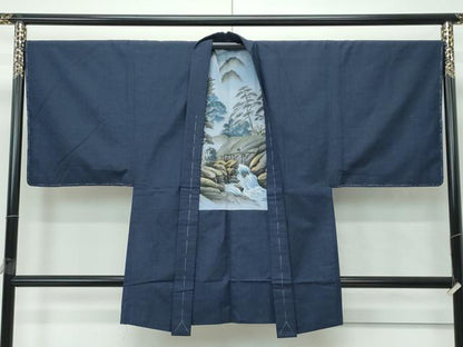 平和屋着物●極上　男性　紬　アンサンブル　色無地　藍鉄色　逸品　未使用　CZAA5068s6
