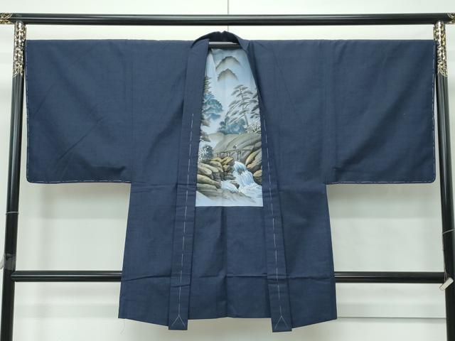 平和屋着物●極上　男性　紬　アンサンブル　色無地　藍鉄色　逸品　未使用　CZAA5068s6