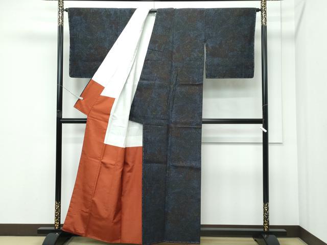 平和屋着物●極上　本場結城紬　重要無形文化財　80亀甲　更紗花文　証紙付き　逸品　未使用　CZAA5073s6