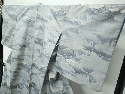 平和屋着物●極上　都喜ヱ門　本場大島紬　白大島　7マルキ　総絣　樹林風景文　藤絹織物謹製　逸品　CZAA5077s6