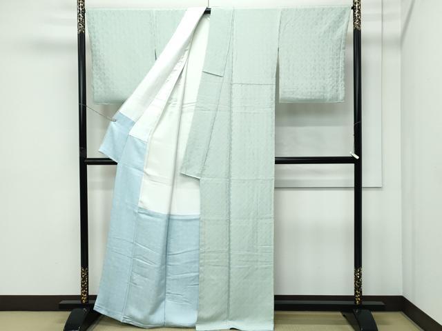 平和屋本店●極上　黄金繭　お召　柳鼠色地　前田家旧蔵　名物裂文様　反端付き　逸品　未使用　CZAA5079s6