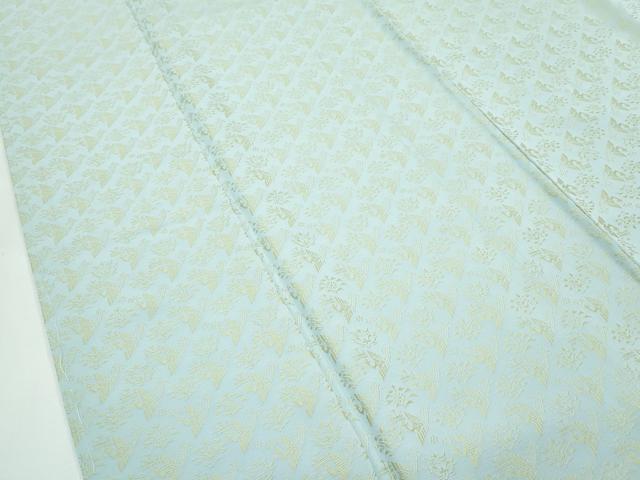 平和屋本店●極上　黄金繭　お召　柳鼠色地　前田家旧蔵　名物裂文様　反端付き　逸品　未使用　CZAA5079s6