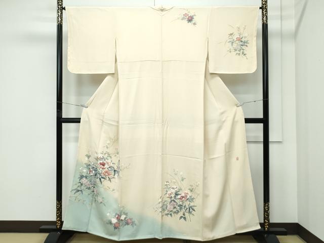 平和屋本店●極上　本加賀友禅作家　和泉衛知　訪問着　草花文　暈し染め　蜂蜜色地　逸品　未使用　CZAA5082s6