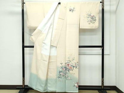 平和屋本店●極上　本加賀友禅作家　和泉衛知　訪問着　草花文　暈し染め　蜂蜜色地　逸品　未使用　CZAA5082s6
