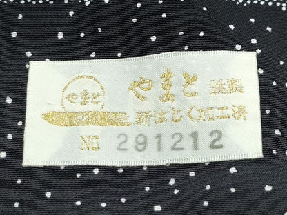 平和屋本店●極上　伝統工芸士　砂川健一　江戸小紋　万筋　黒×灰黄緑色　やまと金ラベル　逸品　CZAA5092s6