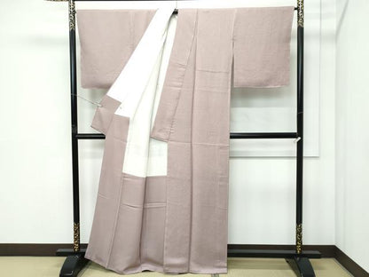平和屋着物●極上　色無地　アッシュローズ色　舞葉地紋　逸品　未使用　CZAA5094s6