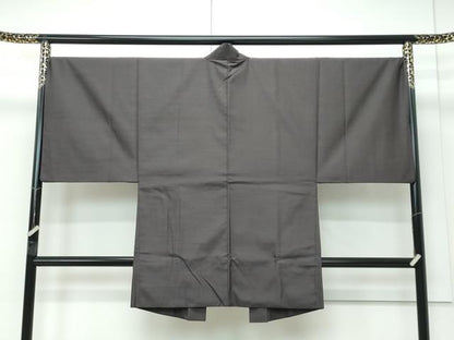 平和屋本店∞極上　男性　銀座もとじ　長羽織　紬地　海松茶色　たとう紙付き　逸品　CZAA5096s6