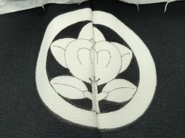 平和屋着物∞極上　男性　黒紋付　長羽織　羽裏：風景文　反端付き　逸品　未使用　CZAA5097s6