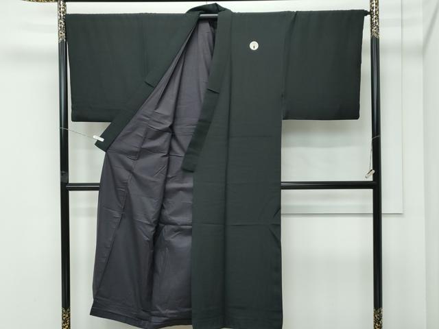 平和屋本店●極上　男性　黒紋付　長羽織セット　羽裏：虎　逸品　CZAA5098s6