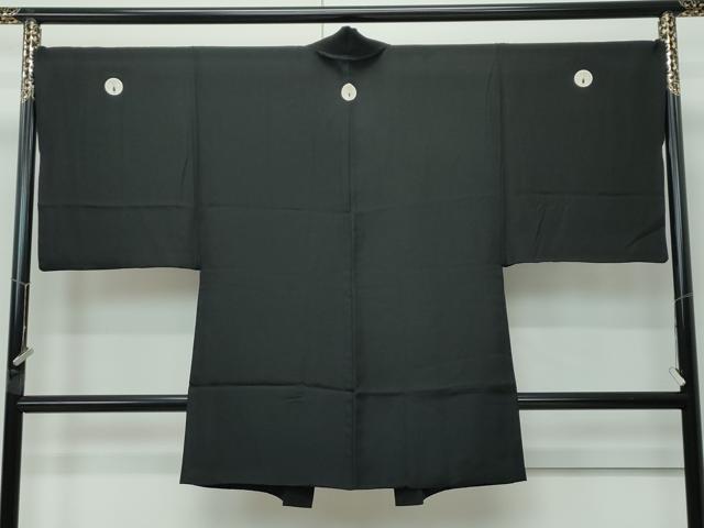 平和屋本店●極上　男性　黒紋付　長羽織セット　羽裏：虎　逸品　CZAA5098s6
