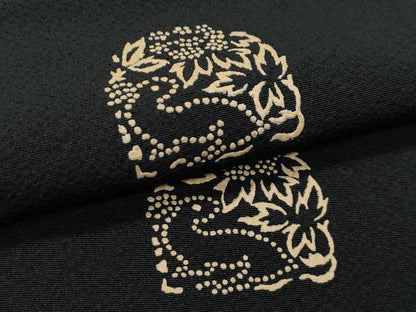 平和屋着物●極上　印傳　小紋　花兎　黒地　逸品　CZAA5101s6
