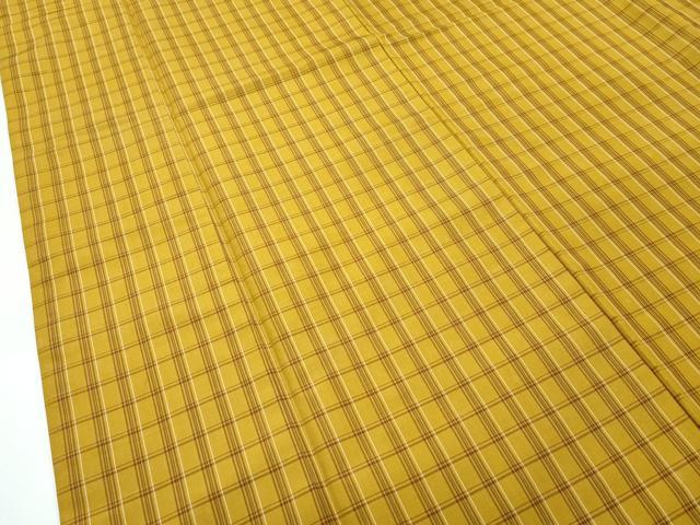 平和屋着物●極上　本場黄八丈　平織　紬　格子柄　山田利子作　証紙付き　逸品　CZAA5102s6