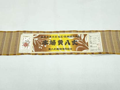 平和屋着物●極上　本場黄八丈　平織　紬　格子柄　山田利子作　証紙付き　逸品　CZAA5102s6