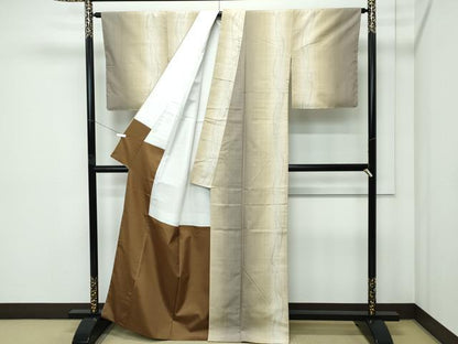 平和屋着物●極上　結城紬　奥順　はたおり娘　80亀甲　間道　逸品　未使用　CZAA5103s6