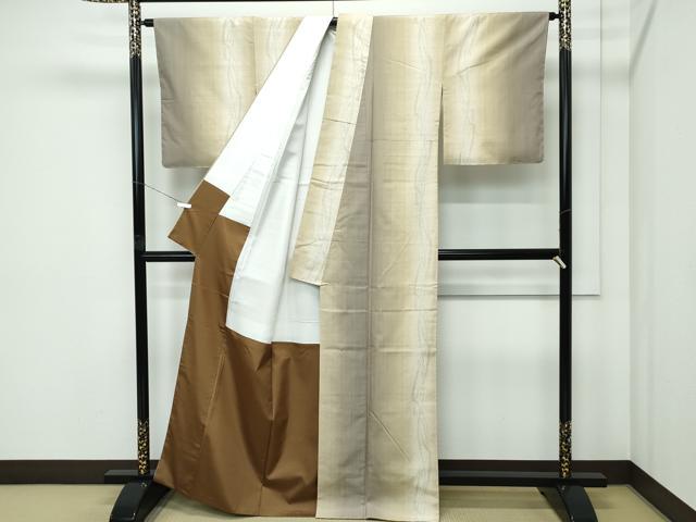平和屋着物●極上　結城紬　奥順　はたおり娘　80亀甲　間道　逸品　未使用　CZAA5103s6