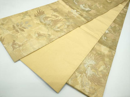 平和屋着物●極上　洛風林　工芸帯地　全通柄袋帯　花喰い鳥　金銀糸　逸品　CZAA5115s6