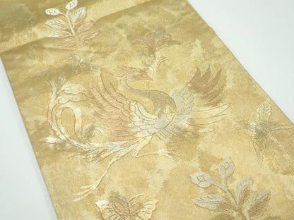 平和屋着物●極上　洛風林　工芸帯地　全通柄袋帯　花喰い鳥　金銀糸　逸品　CZAA5115s6