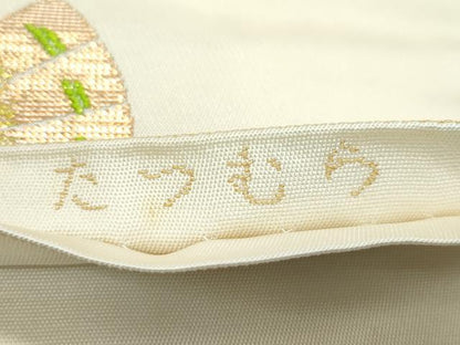 平和屋着物●極上　龍村美術織物　たつむら　六通柄　本袋帯　散扇図　金糸　逸品　CZAA5119s6