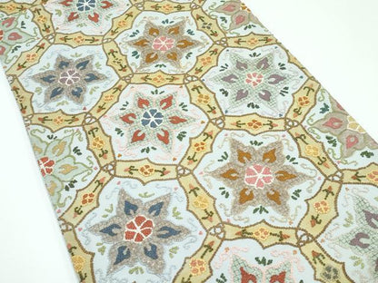 平和屋本店●極上　袋帯　総刺繍　中国三大刺繍　スワトウ相良刺繍　亀甲花文　金彩　逸品　CZAA5121s6