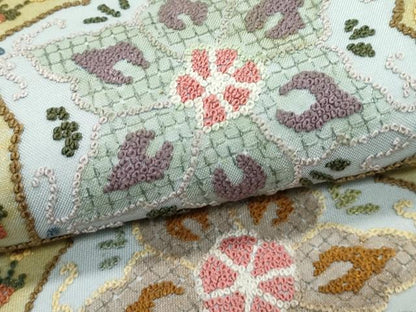 平和屋本店●極上　袋帯　総刺繍　中国三大刺繍　スワトウ相良刺繍　亀甲花文　金彩　逸品　CZAA5121s6