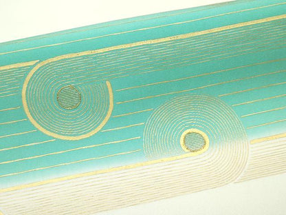 平和屋着物●極上　塩瀬　九寸名古屋帯　駒刺繍　幾何学文様　金彩　逸品　CZAA5127s6
