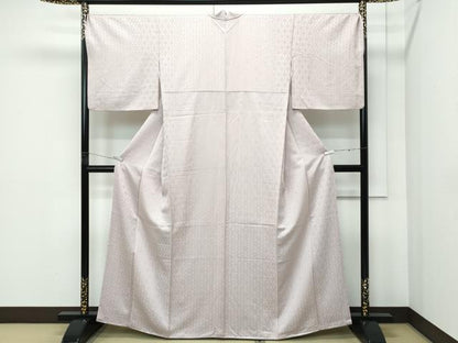平和屋本店●極上　色無地　灰梅色　七宝地紋　逸品　CZAA5138s6