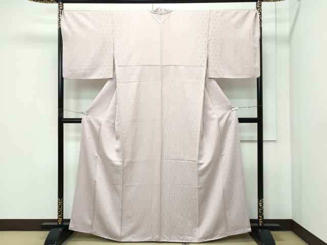 平和屋本店●極上　色無地　灰梅色　七宝地紋　逸品　CZAA5138s6