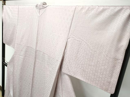 平和屋本店●極上　色無地　灰梅色　七宝地紋　逸品　CZAA5138s6