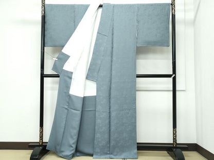 平和屋着物●極上　色無地　山鳩色　薔薇地紋　逸品　CZAA5139s6