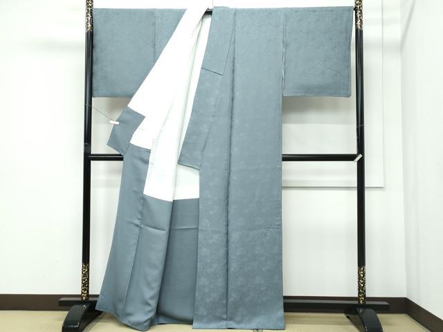 平和屋着物●極上　色無地　山鳩色　薔薇地紋　逸品　CZAA5139s6