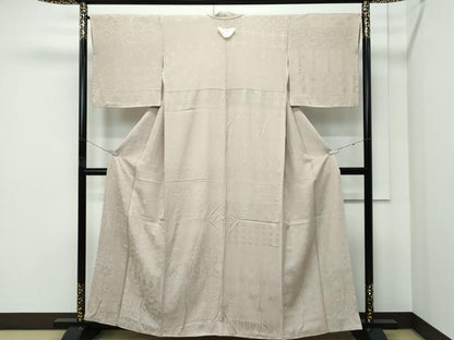 平和屋着物●極上　色無地　白橡色　横段吉祥唐草地紋　逸品　未使用　CZAA5140s6