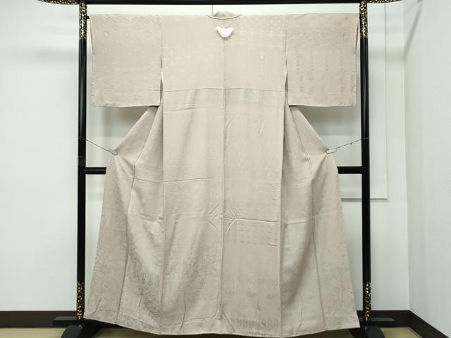 平和屋着物●極上　色無地　白橡色　横段吉祥唐草地紋　逸品　未使用　CZAA5140s6