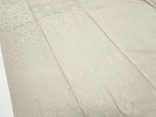 平和屋着物●極上　色無地　白橡色　横段吉祥唐草地紋　逸品　未使用　CZAA5140s6
