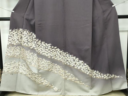 平和屋本店●極上　訪問着　総手刺繍　桜楓文　暈し染め　金糸　紅消鼠色地　さが美扱い　逸品　CZAA5143s6