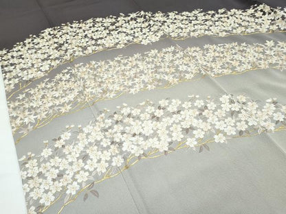 平和屋本店●極上　訪問着　総手刺繍　桜楓文　暈し染め　金糸　紅消鼠色地　さが美扱い　逸品　CZAA5143s6