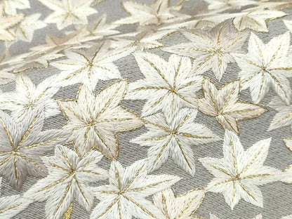 平和屋本店●極上　訪問着　総手刺繍　桜楓文　暈し染め　金糸　紅消鼠色地　さが美扱い　逸品　CZAA5143s6