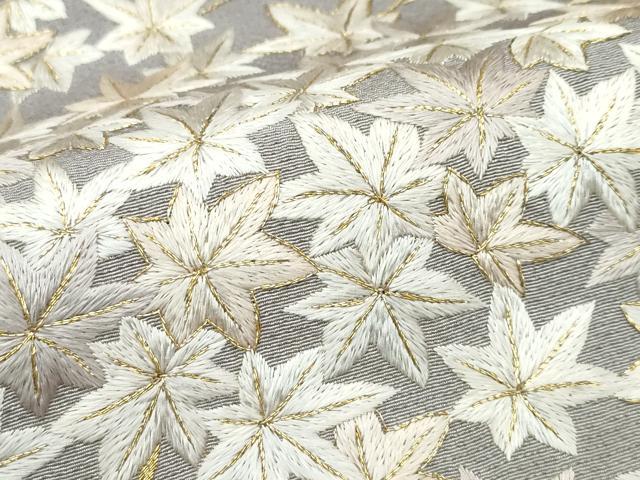 平和屋本店●極上　訪問着　総手刺繍　桜楓文　暈し染め　金糸　紅消鼠色地　さが美扱い　逸品　CZAA5143s6
