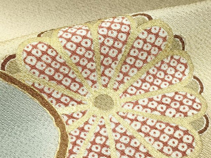 平和屋着物●極上　訪問着　菊　暈し染め　金彩　鬼しぼ縮緬　媚茶色地　逸品　CZAA5144s6